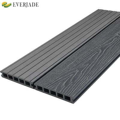 Estructura hueca de doble color Wpc Decking exterior 3D Relieve de madera de grano de suelo