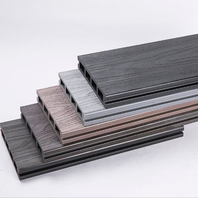 Estructura hueca de doble color Wpc Decking exterior 3D Relieve de madera de grano de suelo