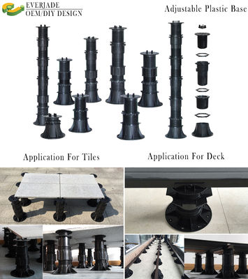 Altura de la base del pedestal de plástico de pavimentador ajustable 75-1360 mm para accesorios de suelo