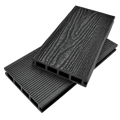 DIY Gris claro grabado en relieve coextruso Piscina impermeable tablones exterior Piso Wpc Decking