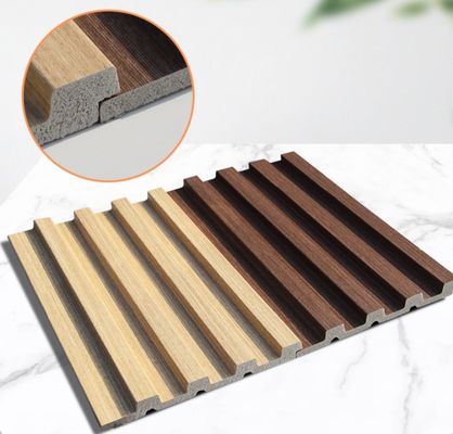 Decoración de interiores paneles de pared con flauta Diseño de grano de madera y grano de madera texturizado