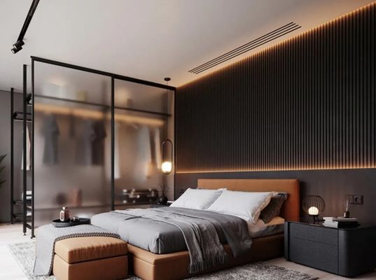 Decoración de interiores paneles de pared con flauta Diseño de grano de madera y grano de madera texturizado
