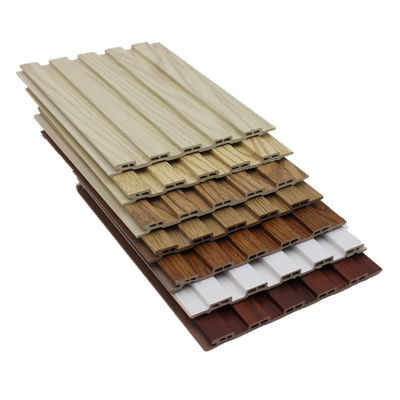 Paneles de carilla de madera de colores 3D onda geométrica revestimiento de pared de PVC para el fondo de televisión