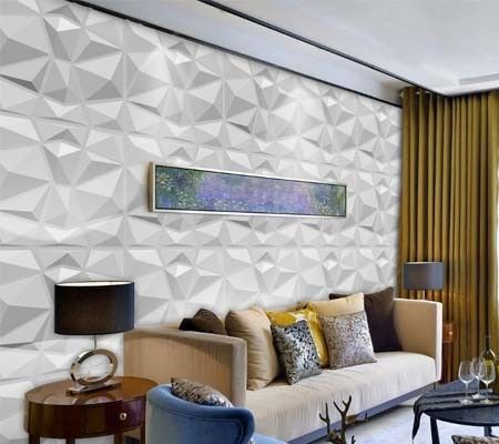 Alturas de relieve 3D 22 mm Peel y pegamento de PVC de alto brillo Panel de arte de pared para el fondo del sofá