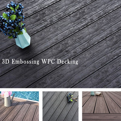 Tabla de cubierta de WPC exterior de bloqueo personalizado por encima de 18 mm espesor con superficie de grano de madera